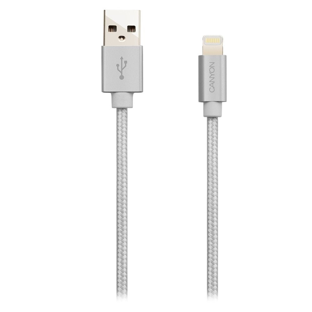 Canyon MFI-3 1m Pearl White Type-A to Lightning braided cable, MFi-certified fast charging