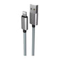 Charge fast with Canyon braided MFI Lightning to USB cable, silver, durable braided cord for Apple devices.