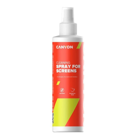 Canyon CNE-CCL21 Screen Cleaning Spray – 100ml with Microfiber Cloth for Monitors, Laptops red spray bottle
