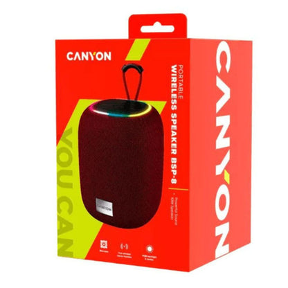 Canyon BSP-8 Portable Bluetooth Speaker Red (CNE-CBTSP8R) – 10W Wireless Speaker with Battery in Canyon retail box