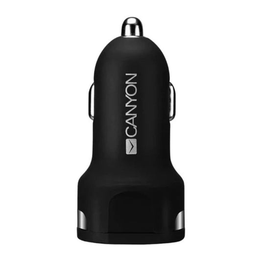 CANYON C-07 Car Charger – 3-Port USB-A, QC 3.0 Fast Charging, 2.4A Output, Black