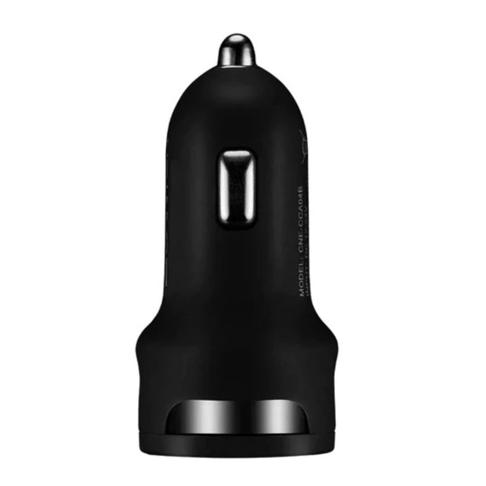Black dual-port car charger, Canyon CNE-CCA04B Dual USB Car Charger – 2.4A Fast Charging Adapter for Smartphones