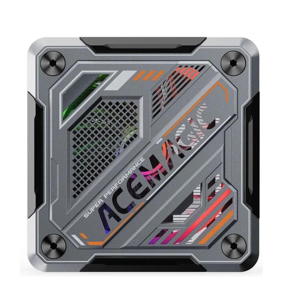 ACEMAGIC Gaming Mini PC - AMD Ryzen 7, 32GB RAM, 1TB SSD, Windows 11 Pro - Compact top view with vents and RGB accents