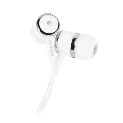 Canyon EPM-01 Wired Stereo Earphones – In-Ear, 3.5mm Jack, White – Clear Sound compact earbuds with silicone tips