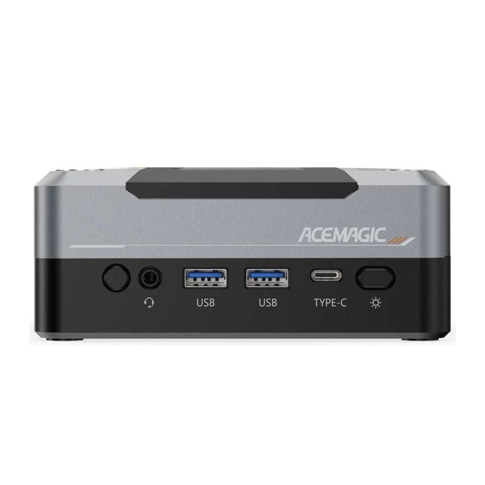 ACEMAGIC Gaming Mini PC - AMD Ryzen 7, 32GB RAM, 1TB SSD, Windows 11 Pro - Compact front ports view with USB, Type-C