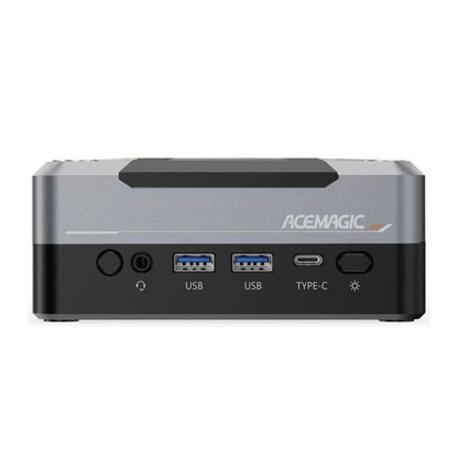 ACEMAGIC Gaming Mini PC - AMD Ryzen 7, 32GB RAM, 1TB SSD, Windows 11 Pro - Compact front ports view with USB, Type-C
