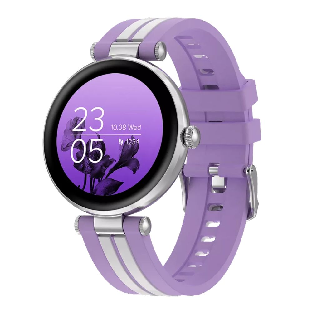 Semifreddo SW-61 elegant purple fitness tracker with round display, heart rate and sleep monitor, notification alerts