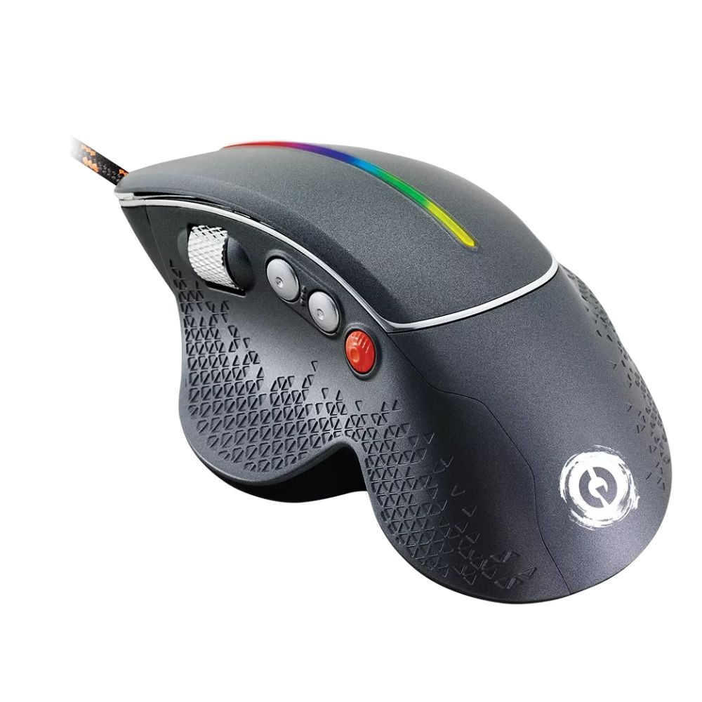 CANYON Apstar GM-12 Wired RGB Gaming Mouse, 6 Buttons, 6400 DPI – Dark Grey with textured grip, RGB stripe and cable
