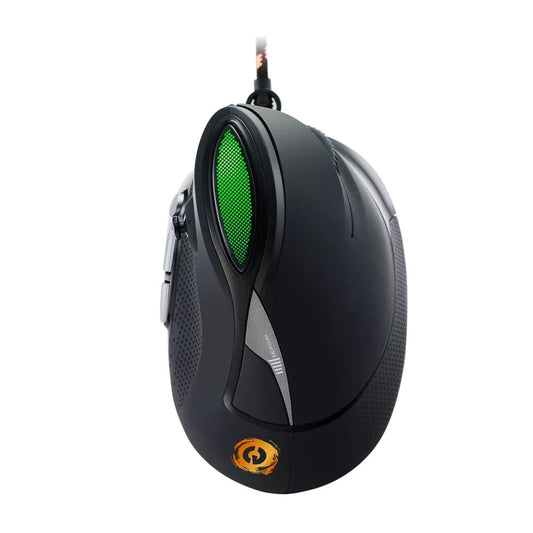 CANYON Emistat GM-14 Vertical Wired Ergonomic Mouse, 7 Buttons, 4800 DPI – Black, green LED accent