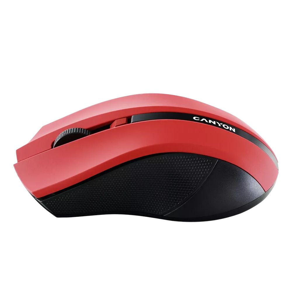 CANYON MW-5 Wireless Mouse – Ergonomic 2.4GHz Optical Mouse with USB Nano Receiver – Red