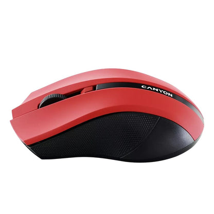 CANYON MW-5 Wireless Mouse – Ergonomic 2.4GHz Optical Mouse with USB Nano Receiver – Red