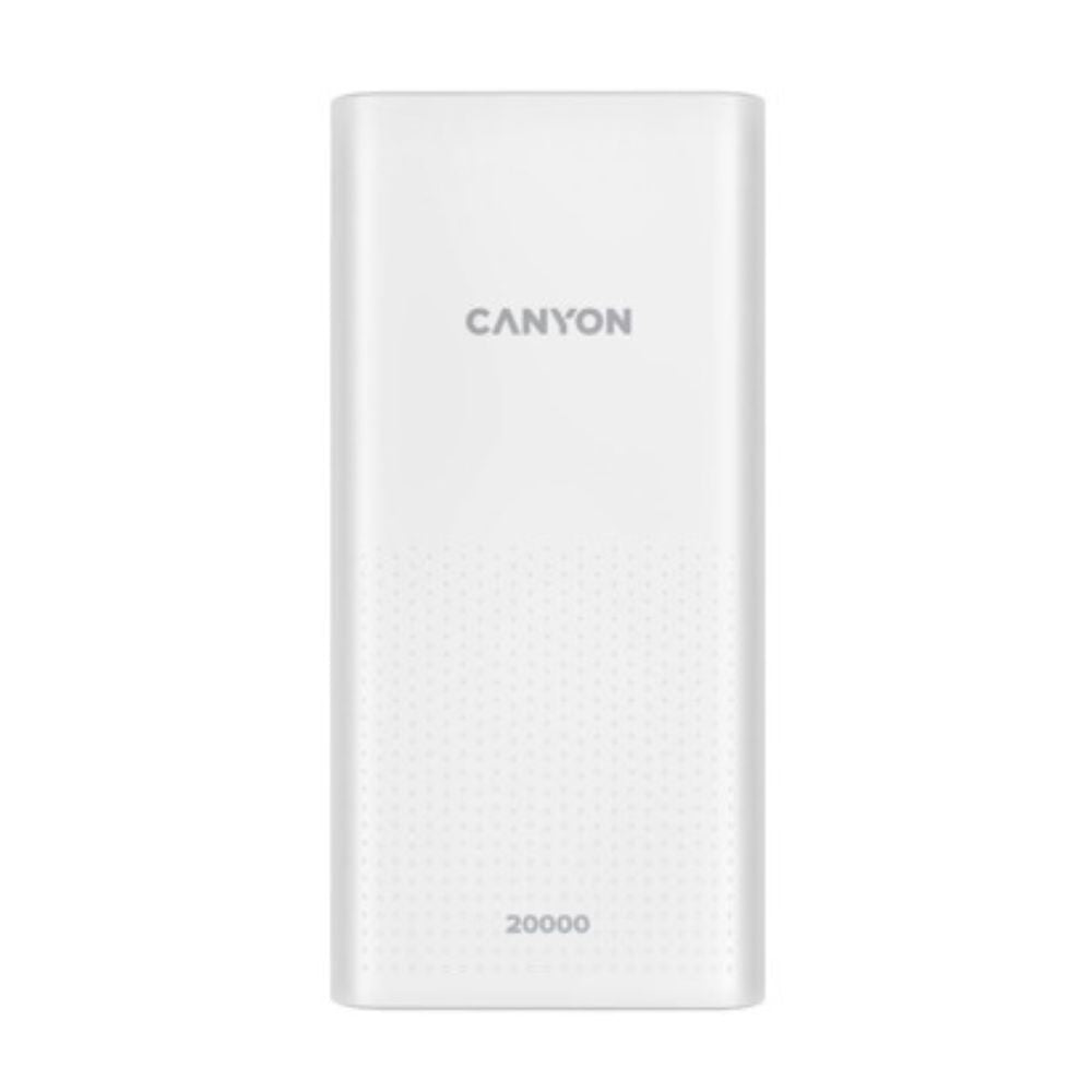 CANYON PB-2001 20000mAh Power Bank – Dual USB Output Portable Charger with LED Indicator – White