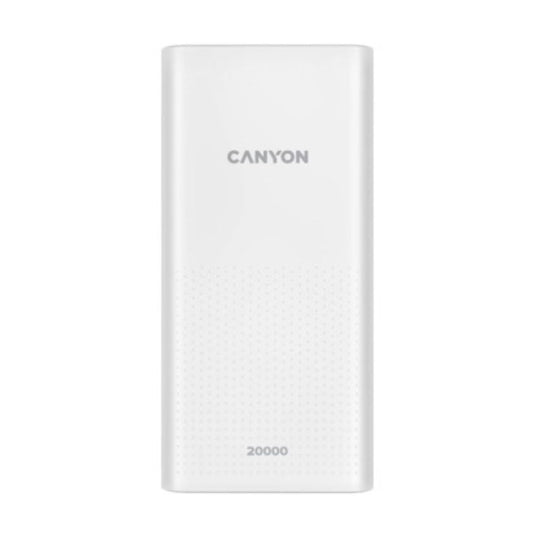 CANYON PB-2001 20000mAh Power Bank – Dual USB Output Portable Charger with LED Indicator – White