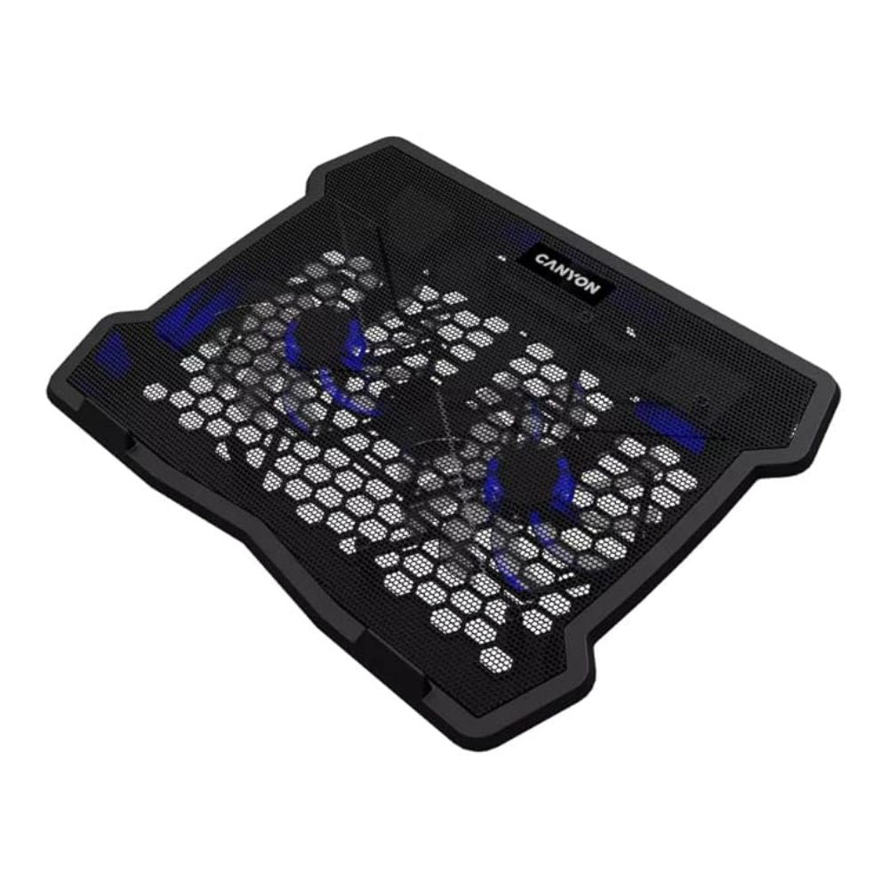 Canyon NS-03 Laptop Cooling Stand – Silent USB Fan Cooler for Laptops up to 15.6" – CNE-HNS03 slim pad w/ blue LEDs
