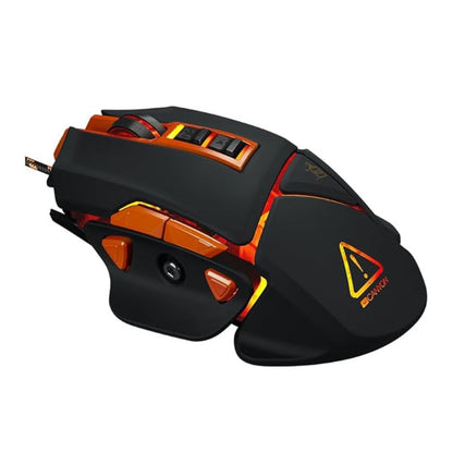 Canyon Gaming Mouse CND-SGM6N – 6400 DPI Sharp Sunplus Sensor, 9 Programmable Buttons, Adjustable Weight black/orange
