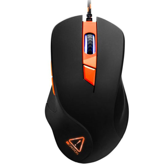 Canyon CND-SGM03RGB 6D Wired RGB Gaming Mouse - Ergonomic Design, 6400 DPI, Black with orange accents and RGB scroll