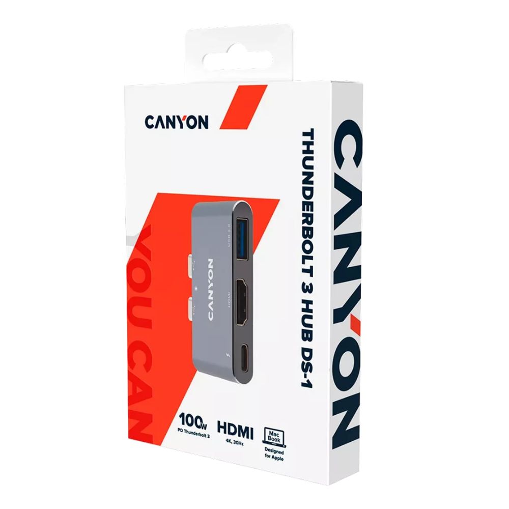 Canyon Thunderbolt 3 Docking Station 3-in-1 DS-1 – Ultra-Fast USB-C Hub with HDMI, USB-A & Charging