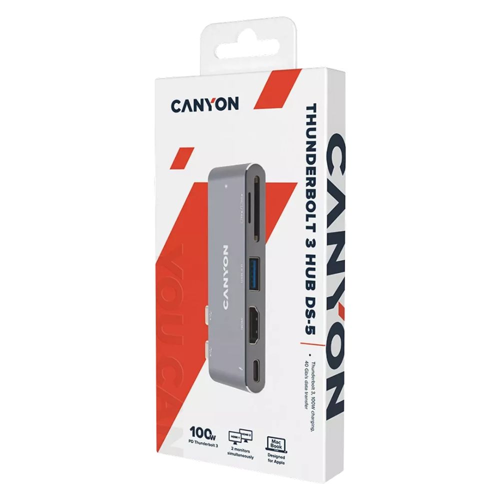 Canyon 7-in-1 USB-C Hub for MacBook DS-5 – Multiport Adapter with 4K HDMI, USB 3.0, SD, PD & More