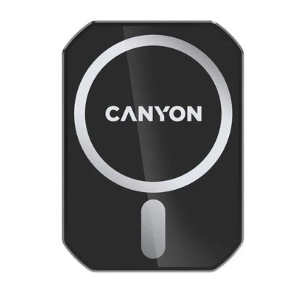 Canyon CM-15 Magnetic Car Holder with Wireless Charging – For iPhone 12/13, 15W, Black (CNE-CCA15B01) showing Canyon logo