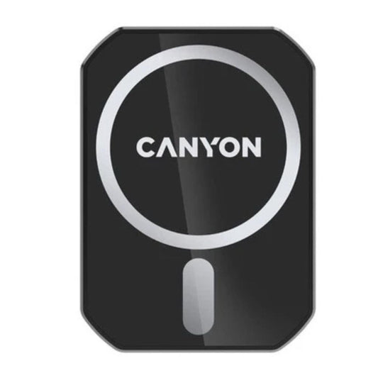 Canyon CM-15 Magnetic Car Holder with Wireless Charging – For iPhone 12/13, 15W, Black (CNE-CCA15B01) showing Canyon logo