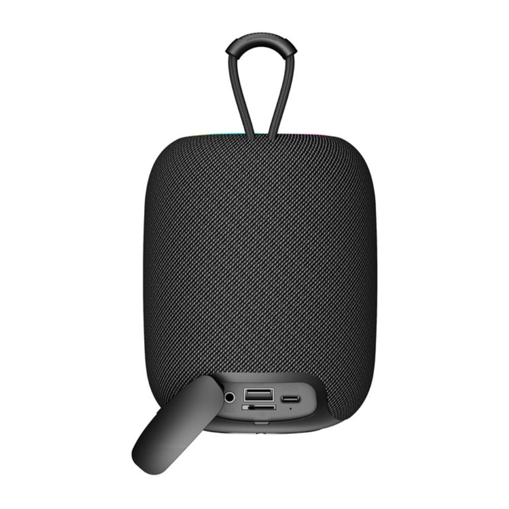 Canyon BSP-8 Bluetooth Speaker Black (CNE-CBTSP8B) – 10W Speaker with Battery, rear view showing ports and carry loop