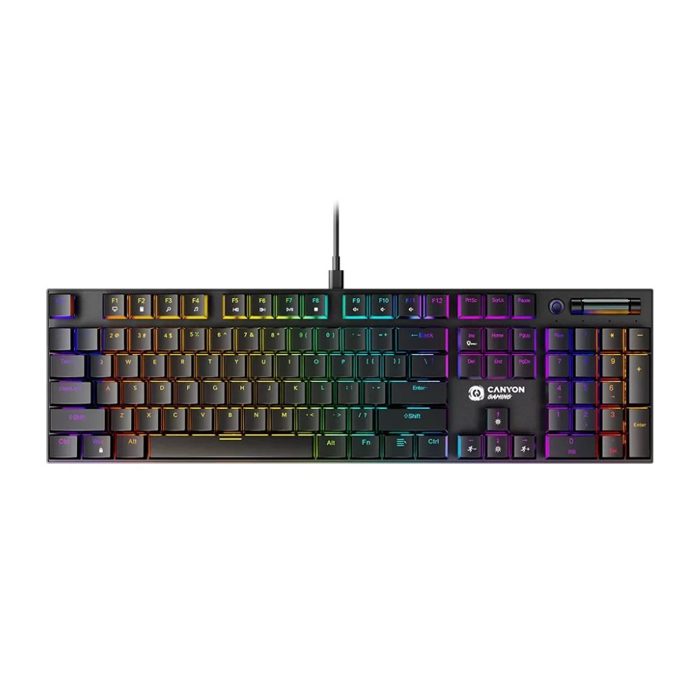 CANYON Cometstrike GK-55 EN Wired Keyboard – Mechanical, RGB Backlighting, Gaming Performance, top-down RGB layout