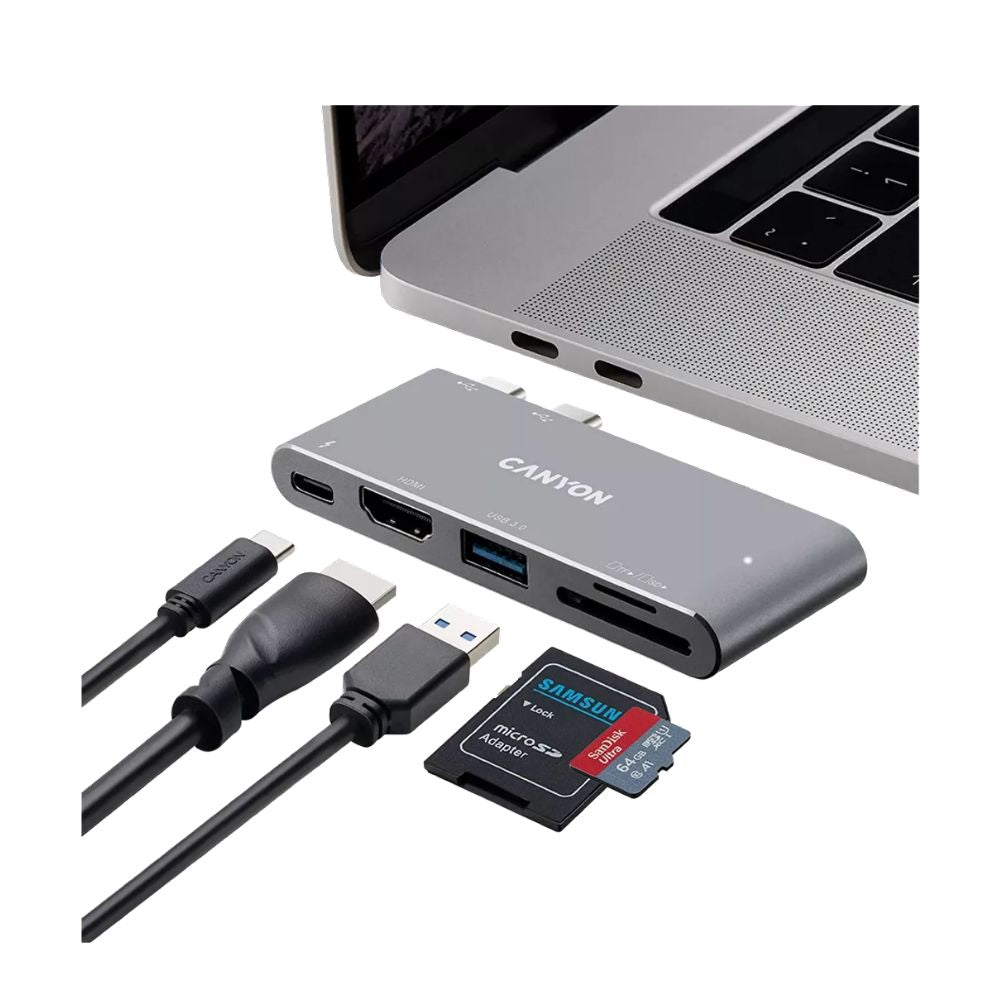 Canyon Thunderbolt 3 Docking Station 5-in-1 DS-5 – High-Speed USB-C Hub with 4K HDMI, PD, SD & USB 3.0
