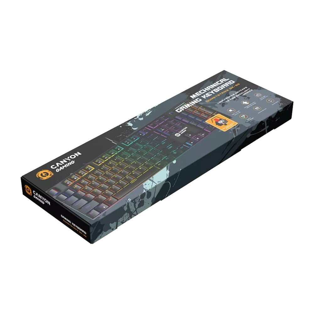 CANYON Cometstrike GK-55 EN Wired Keyboard – Mechanical, RGB Backlighting, Gaming Performance retail box with RGB keyboard