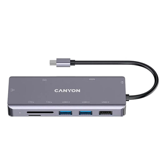 Canyon 13-Port USB-C Hub DS-12 – 4K HDMI, USB 3.0, PD 100W, VGA, Ethernet, SD/TF, Audio, Full Docking