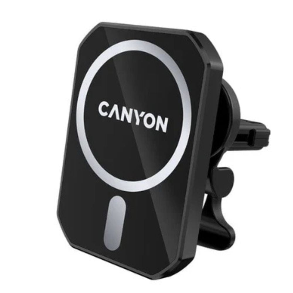 Canyon CM-15 Magnetic Car Holder with Wireless Charging – For iPhone 12/13, 15W, Black (CNE-CCA15B01) black vent mount