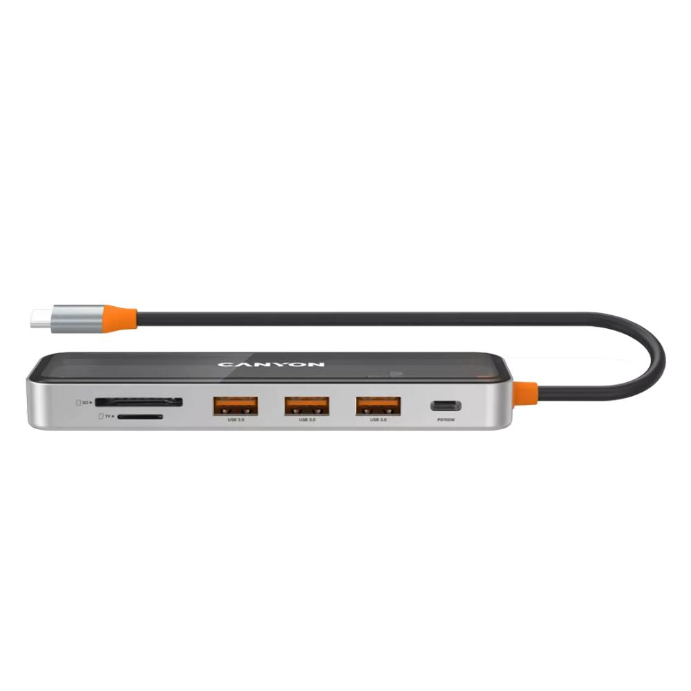 Canyon 7-Port USB-C Hub DS-13 – 4K HDMI, USB 3.0, SD/TF, PD 100W, Ethernet, Slim Aluminum Dock