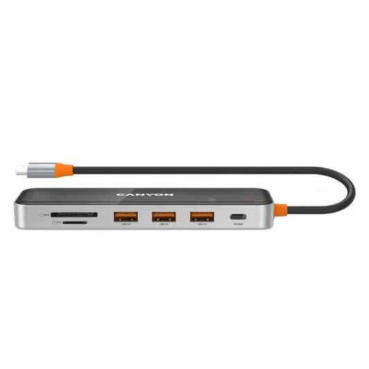 Canyon 7-Port USB-C Hub DS-13 – 4K HDMI, USB 3.0, SD/TF, PD 100W, Ethernet, Slim Aluminum Dock