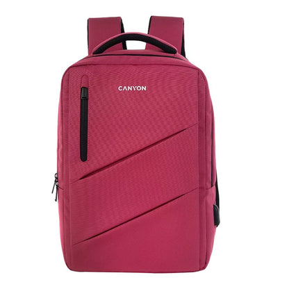 CANYON Durable 15.6" Laptop Backpack – Water-Resistant, Lightweight, 12kg Max Load – Red Polyester, padded handle and straps