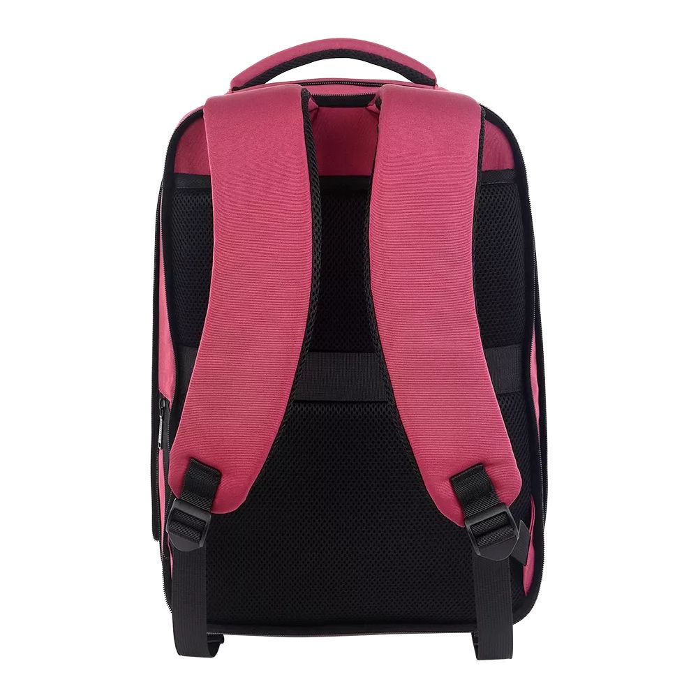 Durable 15.6" Laptop Backpack – Water-Resistant, Lightweight, 12kg Max Load – Red Polyester backpack back view with padded straps