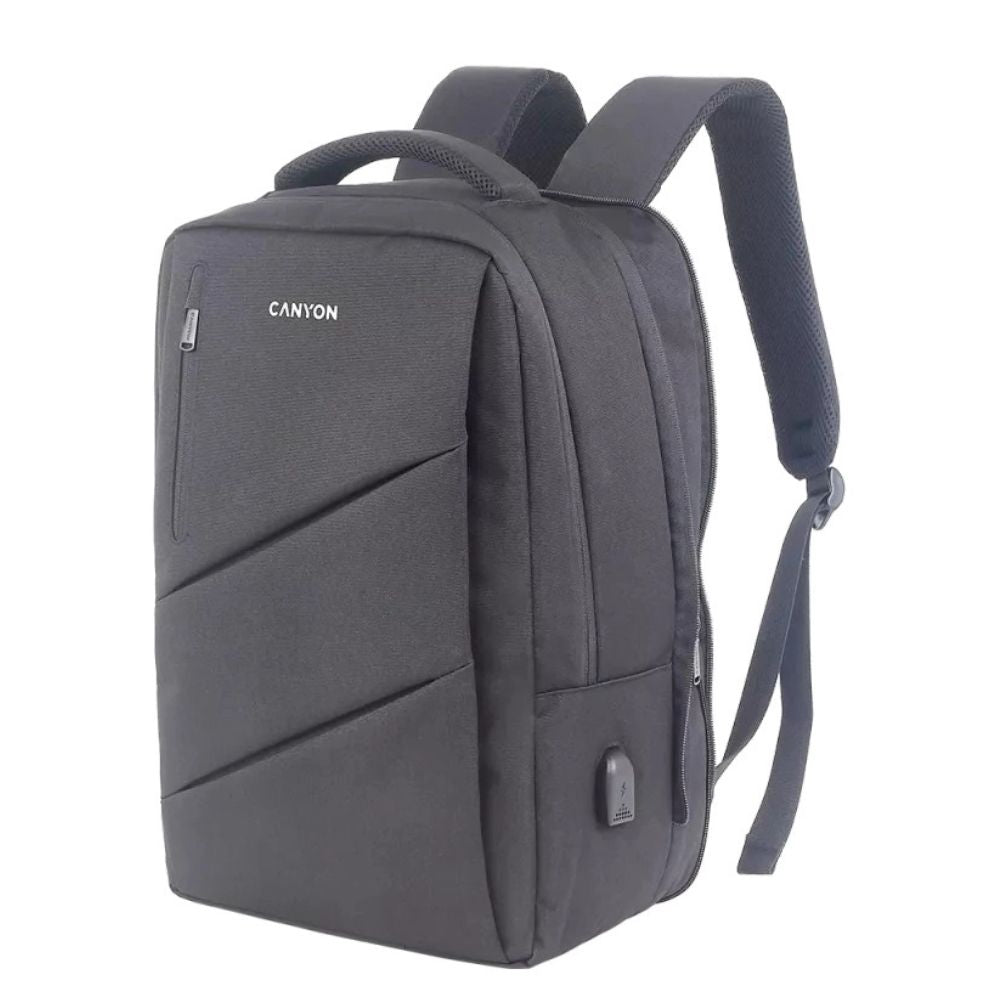 Canyon BPE-5 15.6" Notebook Backpack – Lightweight, Water-Resistant, Grey – CNS-BPE5GY1 with padded straps and external USB port
