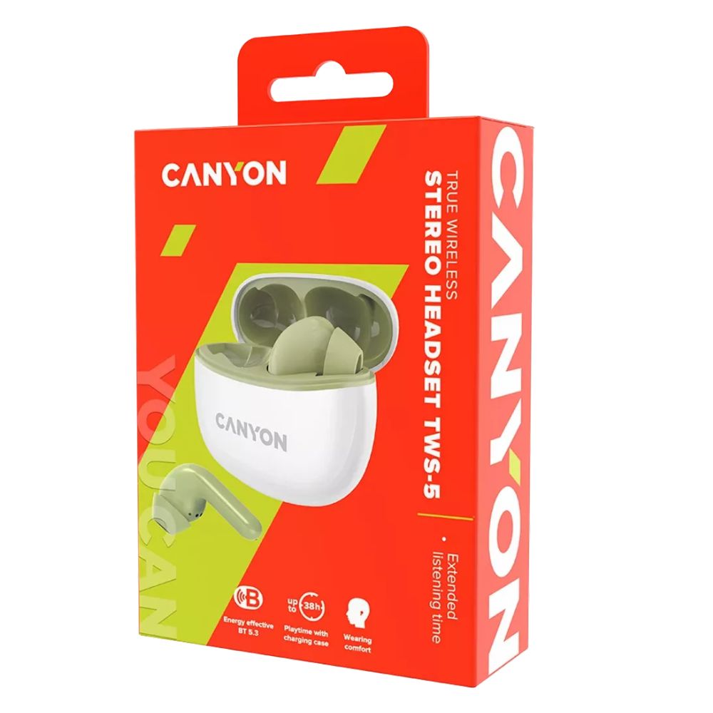 Canyon TWS-5 True Wireless Stereo Earbuds – Bluetooth 5.0, Touch Control, Mic, Charging Case