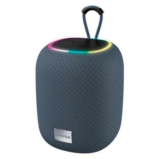 Canyon BSP-8 Bluetooth Speaker Grey – 10W Portable Wireless Speaker with Rechargeable Battery, grey fabric, LED loop