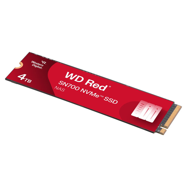 WD Red SN700 4TB NVME M.2 Internal SSD (WDS400T1R0C) – angled M.2 drive and label view