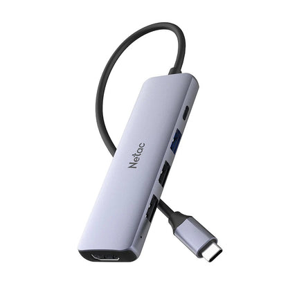 Netac WF13 5-in-1 USB-C Media Docking Station with HDMI, USB 3.0 x2, SD/microSD – Compact & Fast gray hub