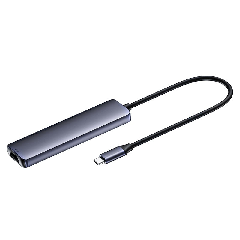Netac WF13 5-in-1 USB-C Media Docking Station with HDMI, USB 3.0 x2, SD/microSD – Compact & Fast sleek gray hub