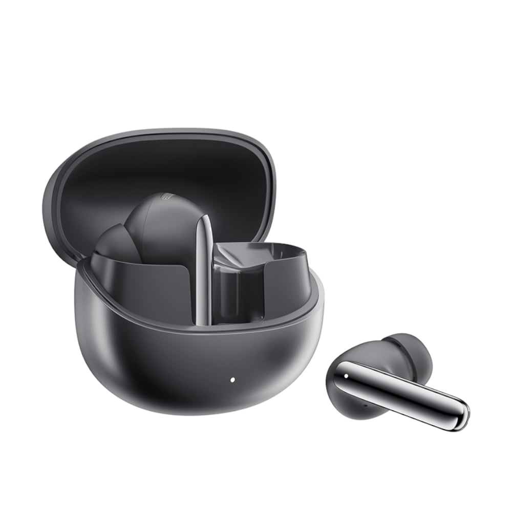 WINX VIBE More Adaptive ANC Earpods in sleek black with charging case for high-fidelity audio and active noise cancellation.