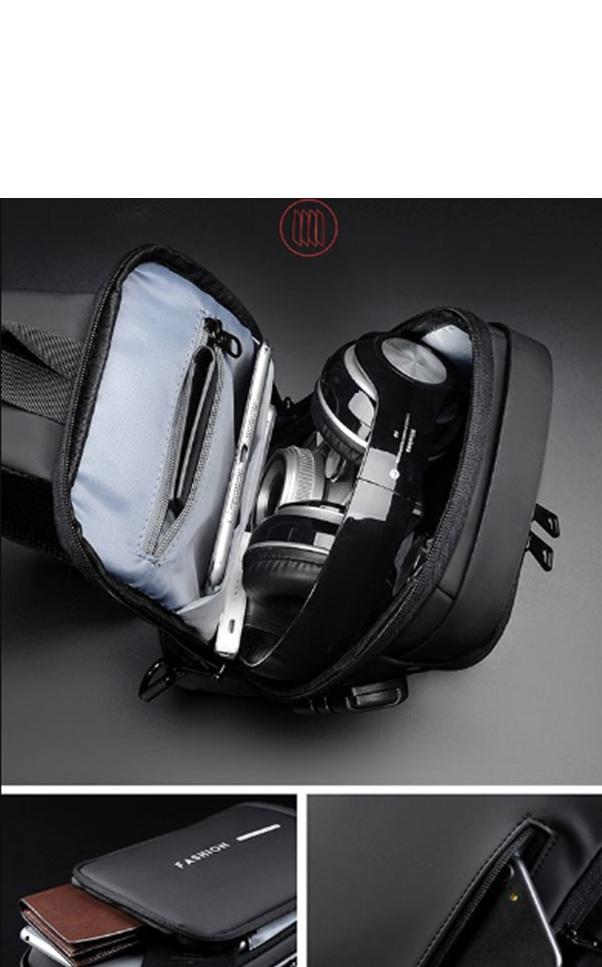 The interior showing the waterproof Oxford fabric lining and pockets.

