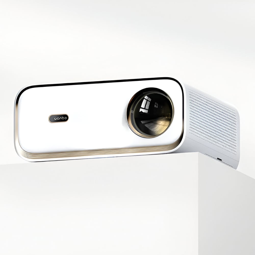 WANBO X5 1080P 1100ANSI Android 9.0 Smart Projector - White by Wanbo features a sleek design with high brightness and auto-focus technology.
