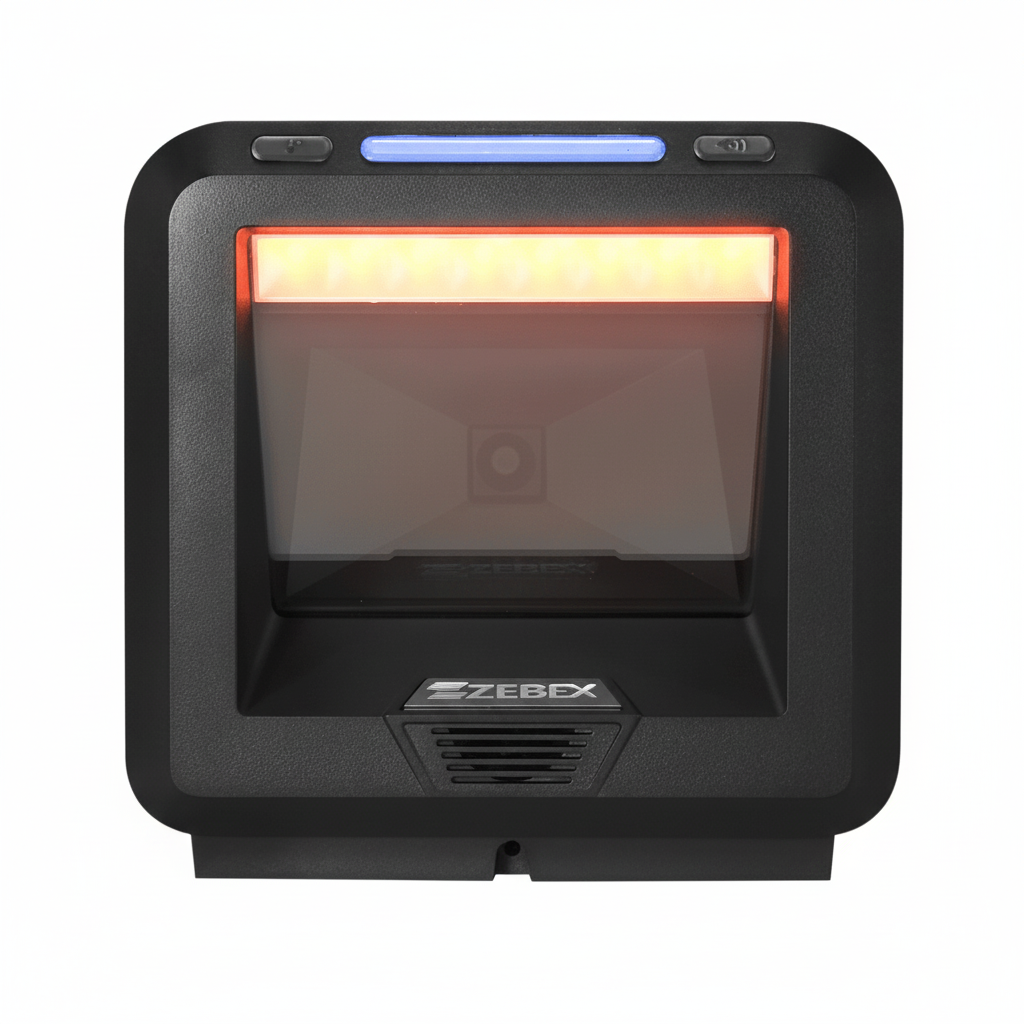 Zebex Z-8182U vertical scanner front view.

