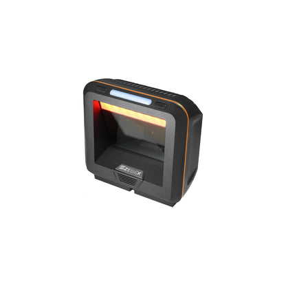 Scanner in on-counter vertical mounting position.

