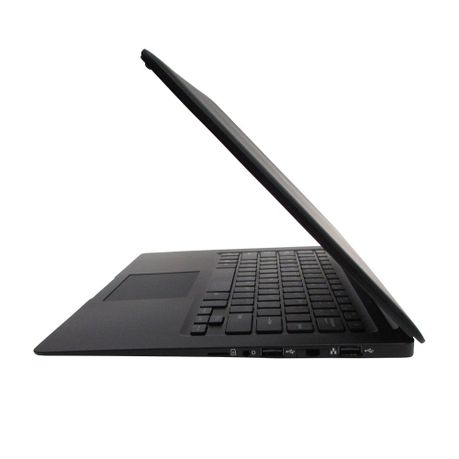 Black laptop with keyboard cover on a white background