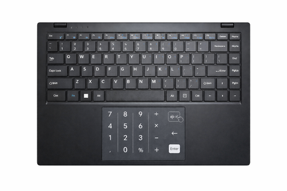 Black keyboard with number pad on a white background
