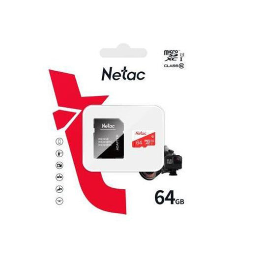 Netac 64GB microSD Card Class 10 with SD Adapter – High-Speed Memory for Phones, Cameras, and More retail pack
