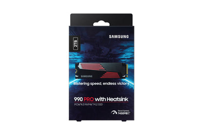 SAMSUNG MZ-V9P2T0CW 990 PRO 2 TB NVMe SSD W/Heatsink - Read Speed up to 7450 MB/s; Write Speed to up 6900 MB/s; Random Read up t