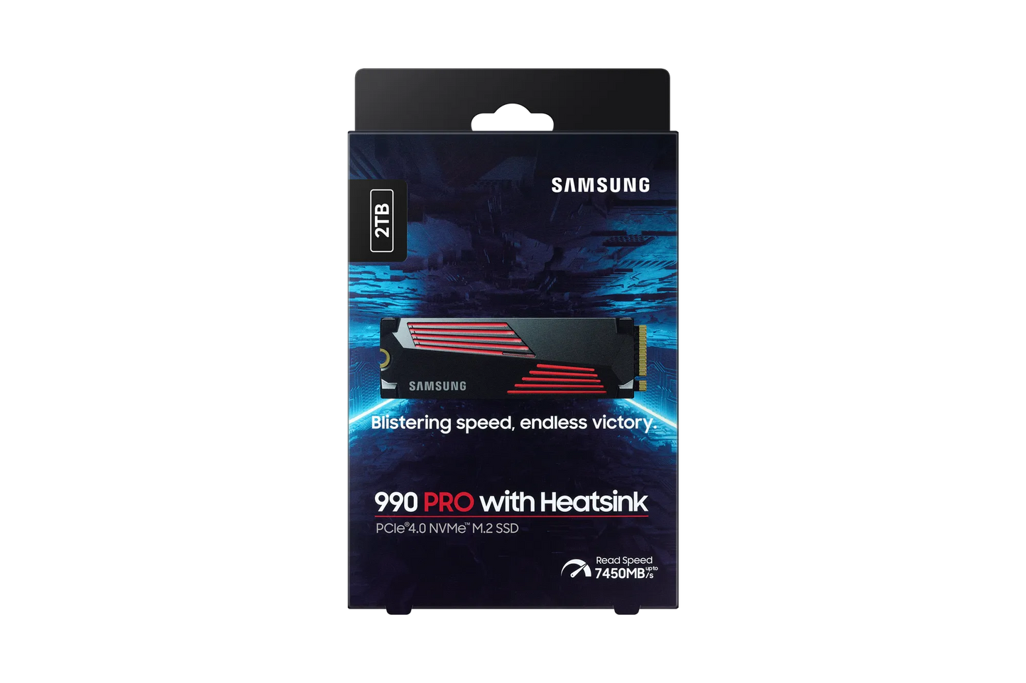 SAMSUNG MZ-V9P2T0CW 990 PRO 2 TB NVMe SSD W/Heatsink - Read Speed up to 7450 MB/s; Write Speed to up 6900 MB/s; Random Read up t